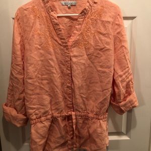 Light peach spring blouse with drawstring
